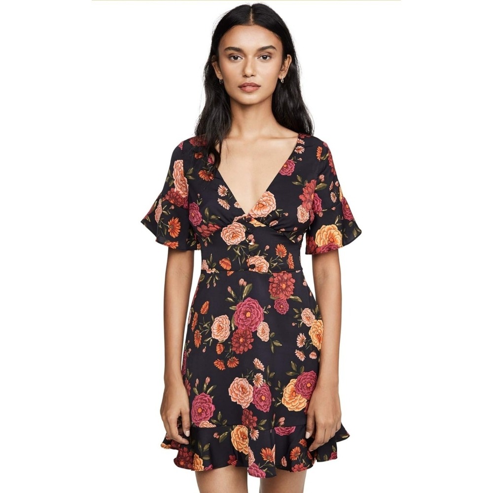 Cupcakes & Cashmere Floral Mini Dress Black Romantic Cottagecore XS